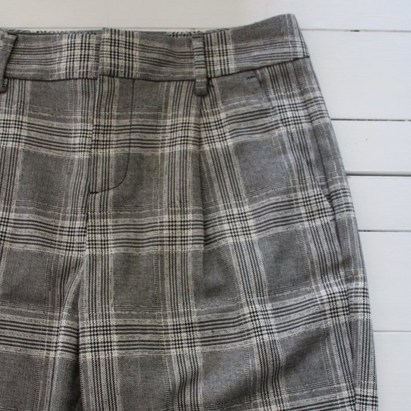 Banana Republic Pleated High Waist Grey Plaid Trousers - Picture 7 of 10
